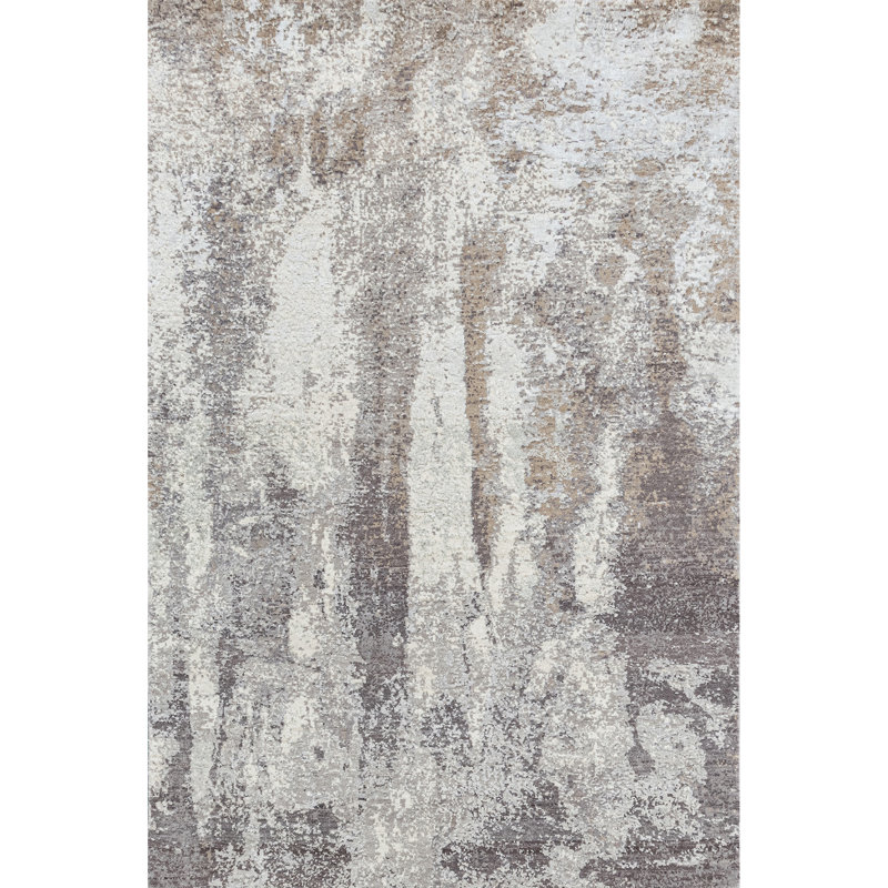 High-Quality Hand-Knotted Beige And Grey Area Rug