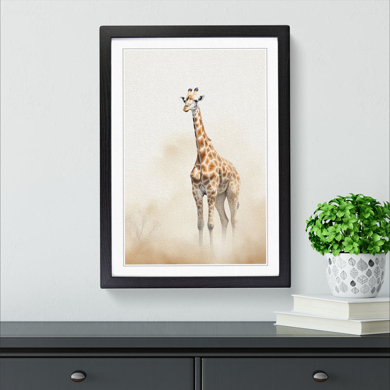 Giraffe Minimalism - Framed Print, Black Framed, 34cm H x 25cm W