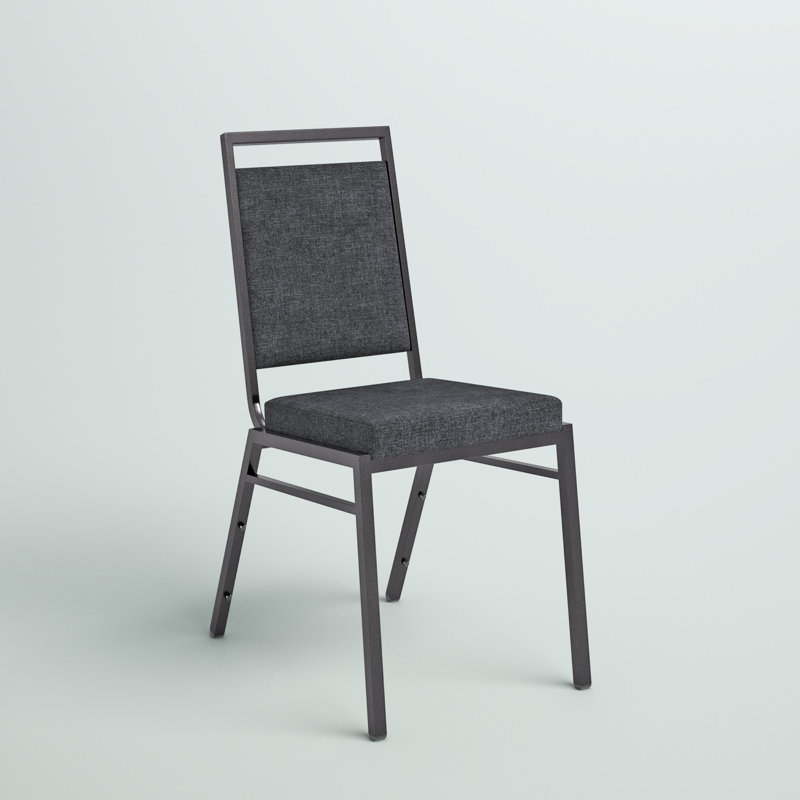 Columbus Square Back Stacking Banquet Chair with Silvervein Frame, 1, Dark Gray