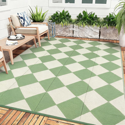 Grand tapis d'extérieur en plastique 9 x 18 pi résistant aux rayons UV et imperméable aux UV Tapis de camping pliable avec sac de rangement
