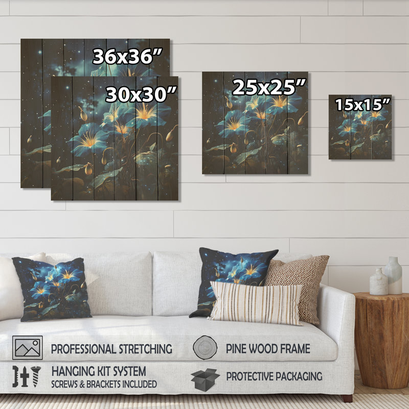 Starry Night Morning Glory Flower I - Morning Glory sur impression sur bois, H 30 po x l 30 po