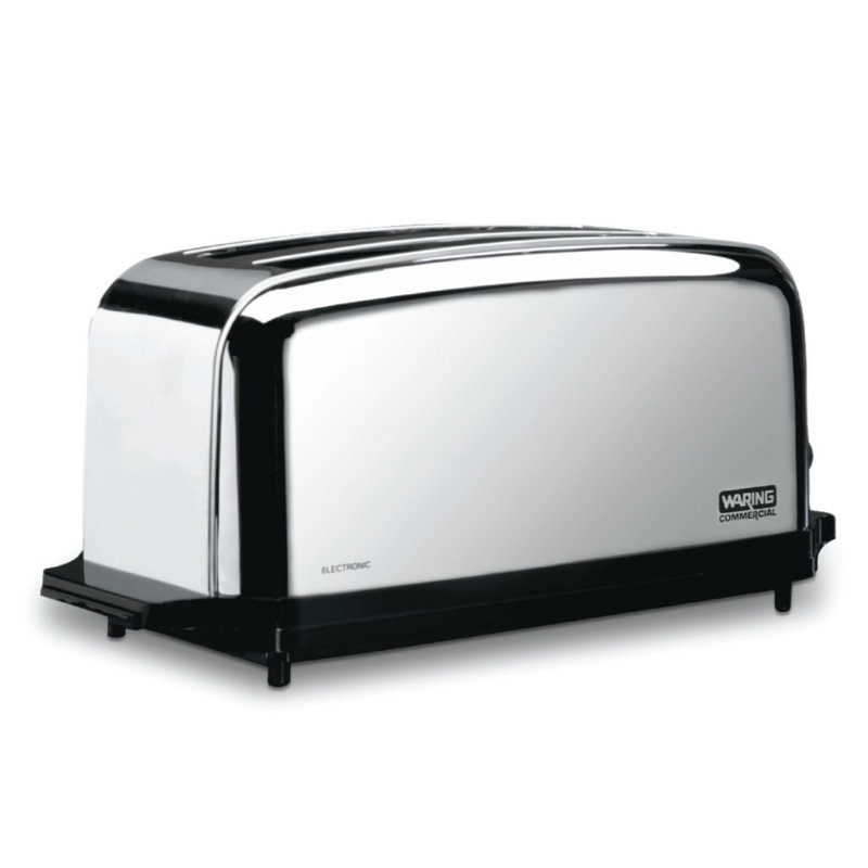 Stainless Steel 4-Slice Long Slot Toaster with Crumb Tray