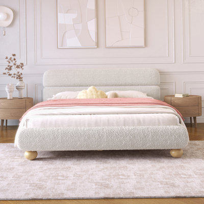 Curve-Shaped Design Contemporary Upholstered Bed