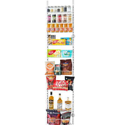 Étagère de rangement à 9 niveaux pour garde-manger, à suspendre à une porte, espacement réglable, stable, cadre antirouille, étagères, robuste.