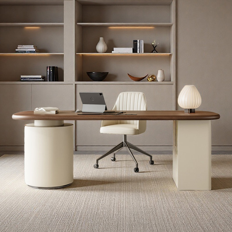Bureau pour bureau à domicile avec surface en cuir, H 29,53 po x l 70,87 po x P 25,59 po