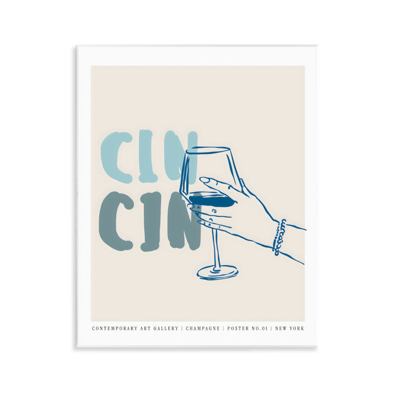 Plaque murale «Cin Cin Blue Champagne Toast» par The Prints Vibe