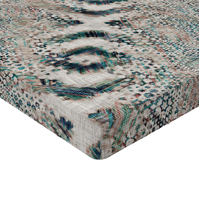 Drap-housse Ambesonne, Drap-housse de taille double, Bleu cadet, chocolat pâle