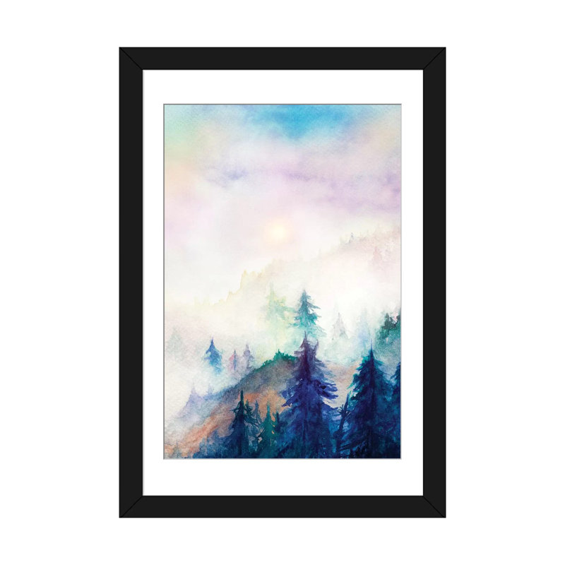 "Into The Mist" par Marco Gonzalez - impression sur toile tendue, H 32 po x l 24 po x P 1 po, Papier avec cadre noir, Blanc