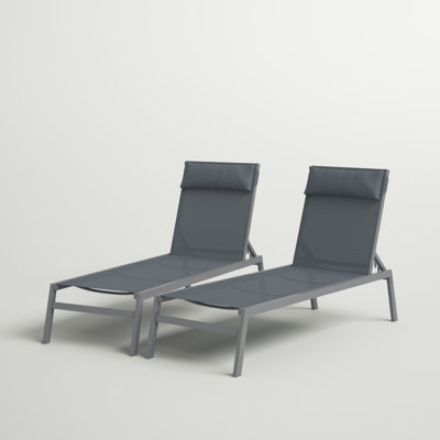 Bozeman Adjustable EDP Coated Wrought Iron Frame Breathable Textilence Chaise Lounge Chair