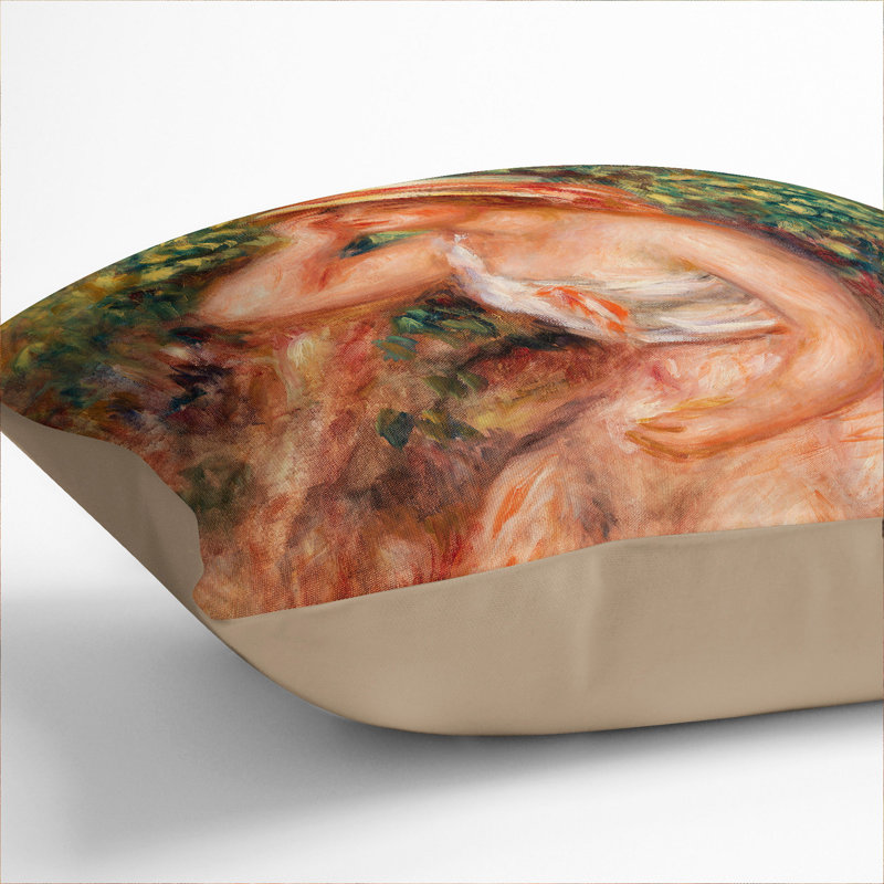 Woman Daydreaming Square Throw Cushion, Stone, 40cm H x 40cm W x 15cm D