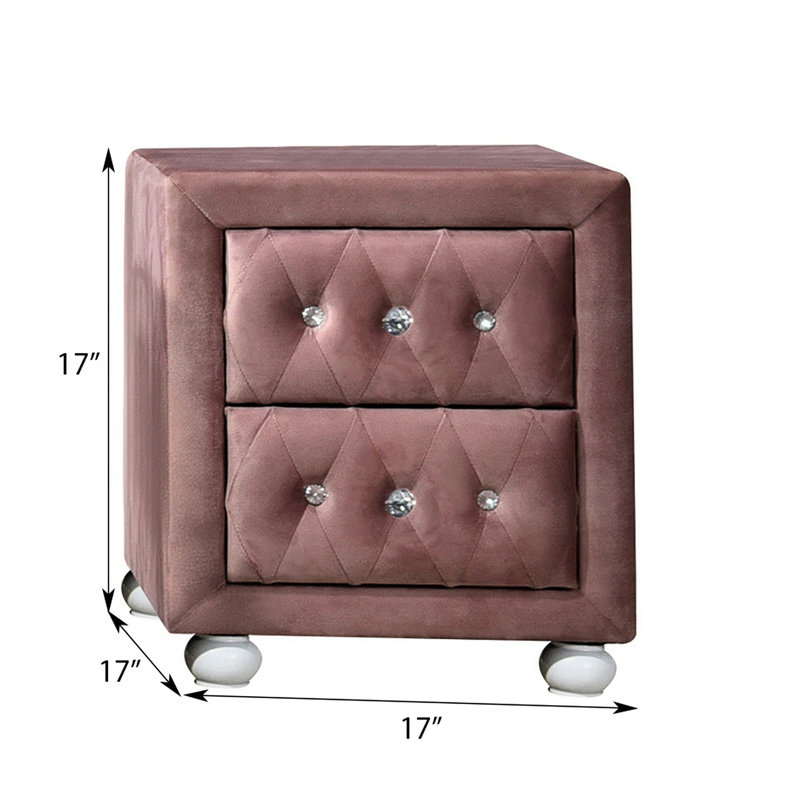Table de chevet rose avec mécanisme coulissant en métal - lisse et fonctionnelle 2 pour un rangement spacieux de style moderne