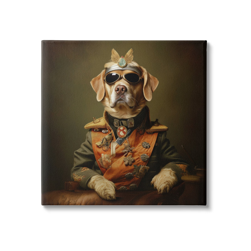 «Dog In Vintage Vest», reproduction sur toile, H 24 po x l 24 po x P 1,5 po
