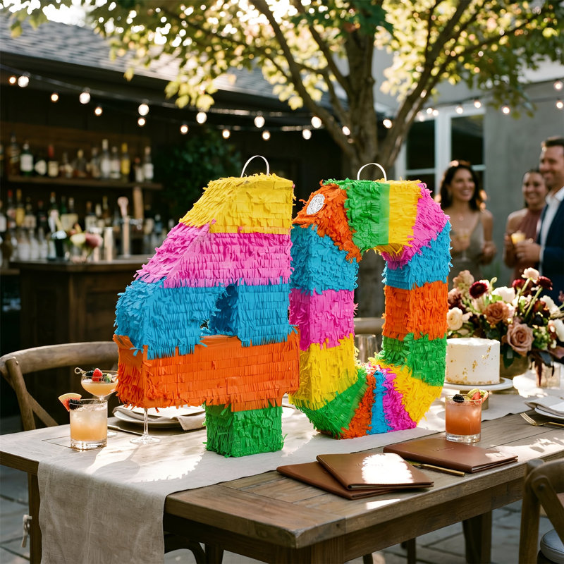 Fax Potato - Pinata Set with Stick & Blindfold - 40th Birthday / Anniversary - Rainbow