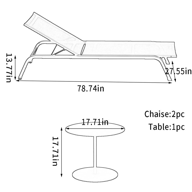 Outdoor Chaise Lounge Set with Table