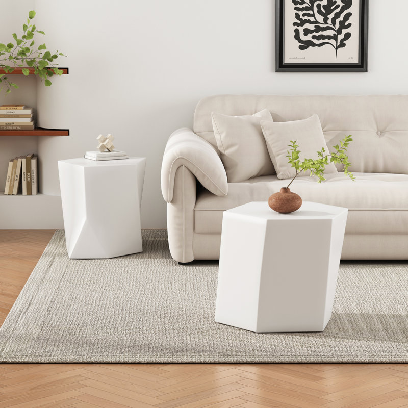 Ensemble de table basse moderne mgo, White