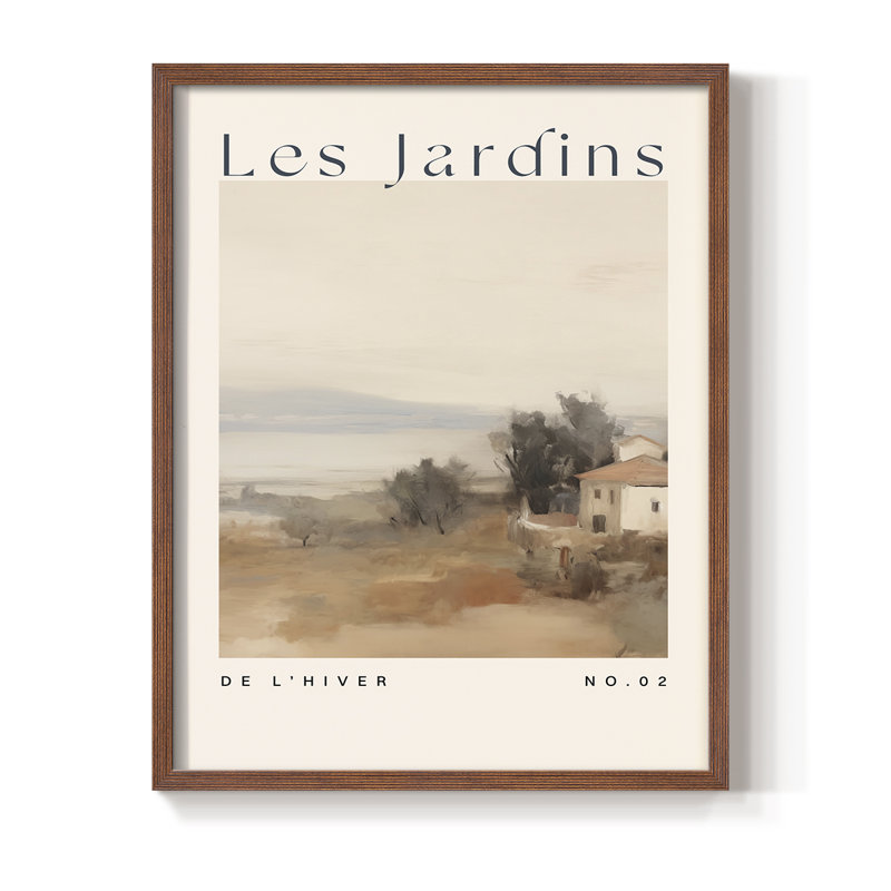 «Vintage Landscape XXXV», reproduction encadrée - bois massif, Noyer, H 30 po x l 24 po