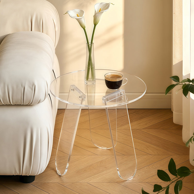 Three Leg Coffee Table with Storage, Transparent