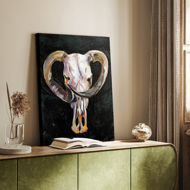 Horned Skull II - galerie sur mesure, H 27 po x l 18 po