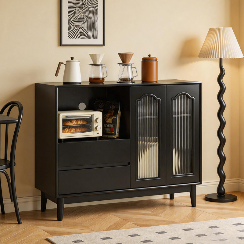 Buffet en bois massif noir