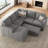 Rafael Velvet Chenille U-Shaped Modular Sleeper Sectional with Storage Ottoman -101956834
