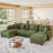 6 Seat Corduroy Convertible Modular Sectional Sofa With Storage, 4 Back Cushion 4 Throw Pillow-1112780495