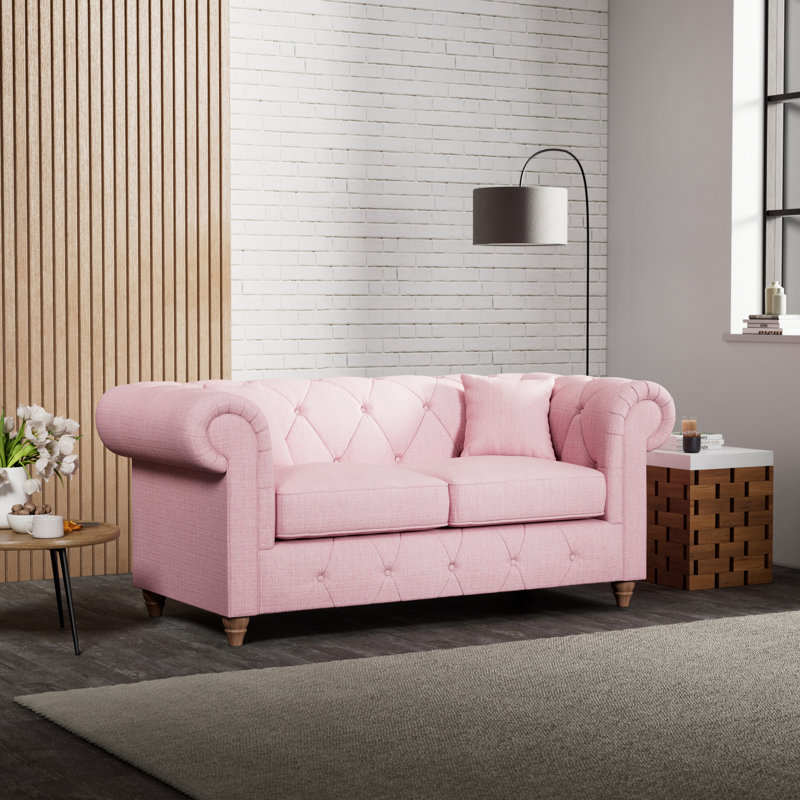Ellrich 2 Seater Sofa, Pink, Walnut