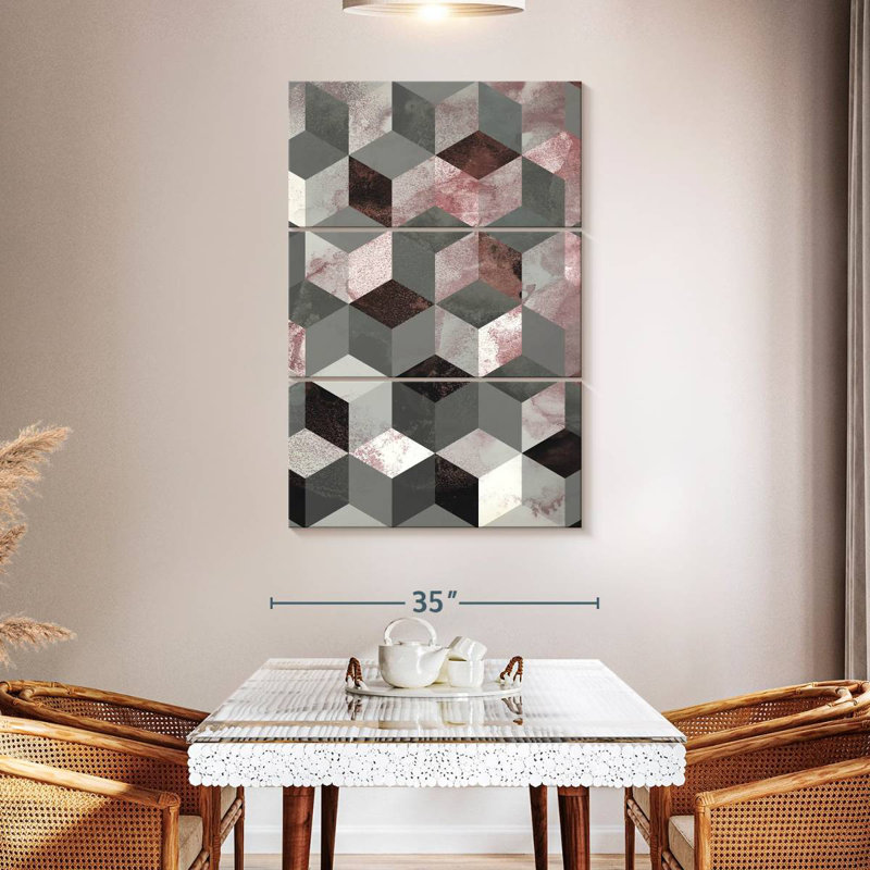 Avery Cubes Rose, 50" H x 32" W