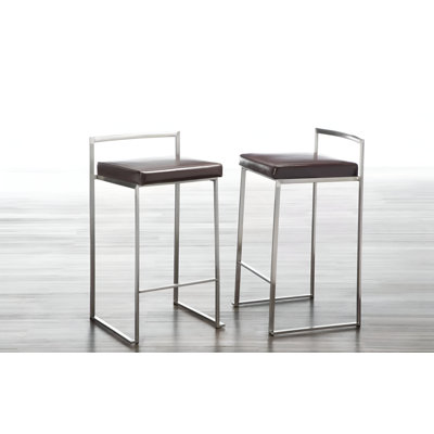 Upholstered Counter Stool with Metal Frame