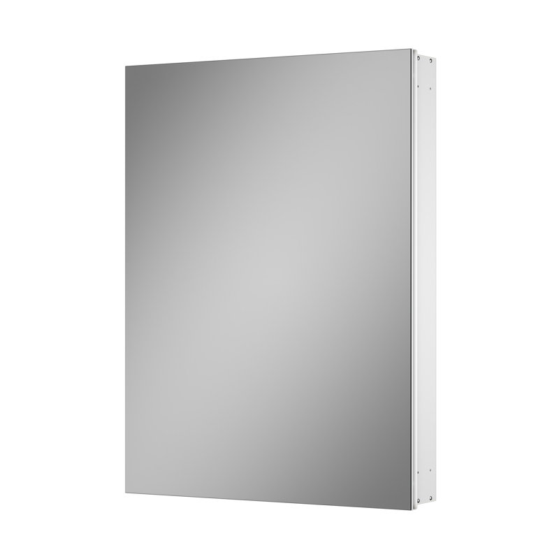 Armoire à pharmacie encastrée ou à fixation en surface sans cadre avec porte en miroir et tablettes ajustables, White