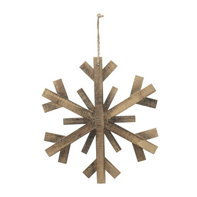 Large Fir Wood Snowflake Ornaments, Perfect For Festive Decor, Christmas Tree, Wall Art, And Holiday Displays, Set Of 2