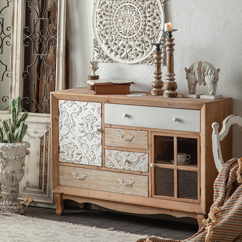Brown+White Solid + Manufactured Wood Sideboard