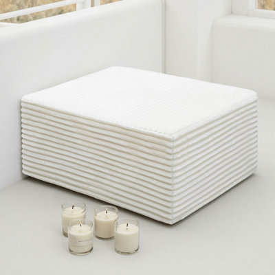 Canapé modulaire blanc, tissu velours côtelé, méridienne confortable, aucun assemblage requis, velours côtelé