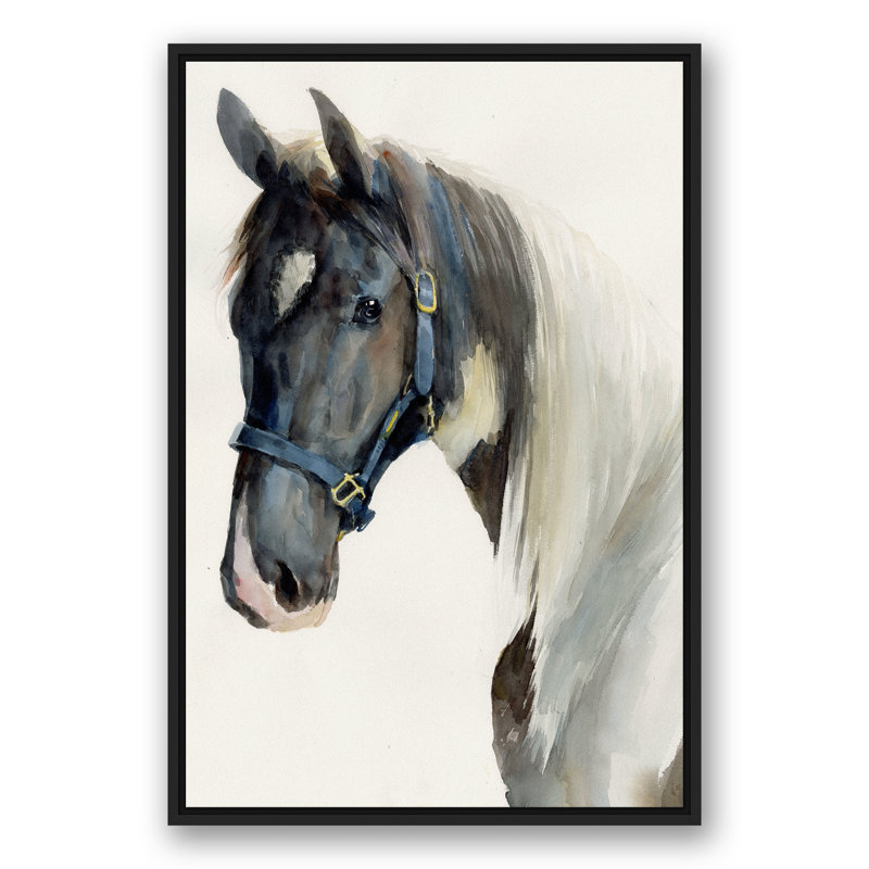 " Painted Horse ", 37.75" H x 25.75" W x 1.75" D, Black Floater Framed