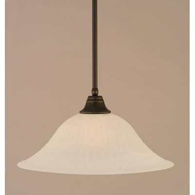 Congdon Stem Hung Pendant Shown In Dark Granite Finish With 20" White Alabaster Glass