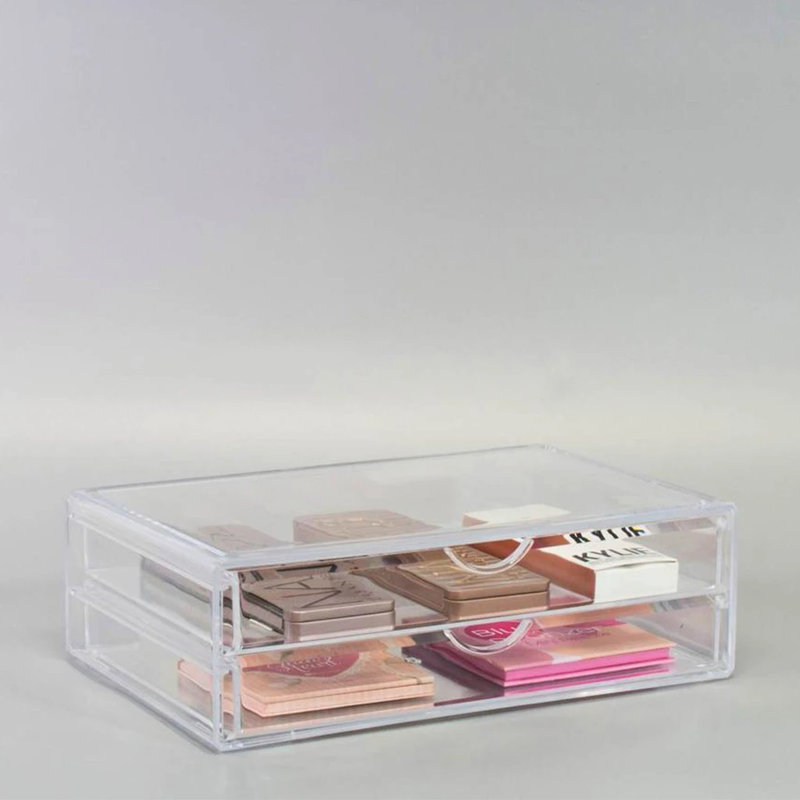 Sorbus 2-Drawer Cosmetic Acrylic Organizer, Stackable, Large in Clear