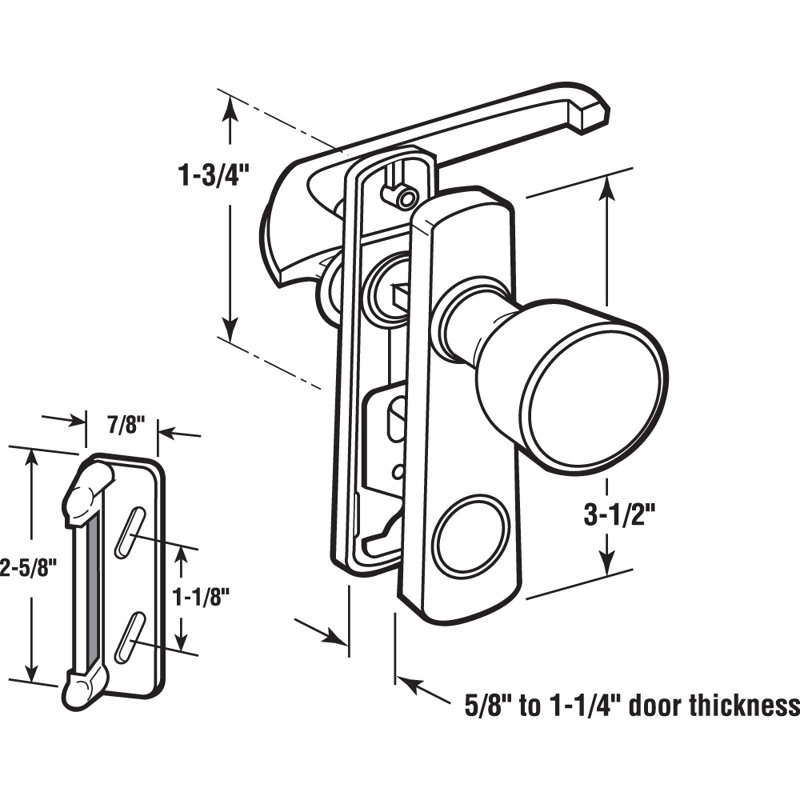 1-3/4 In. Aluminum Swinging Screen Door Knob Latch Set