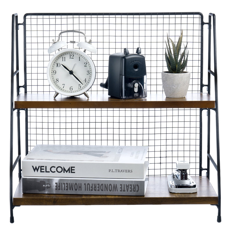 Metal Solid Wood Desk Organiser