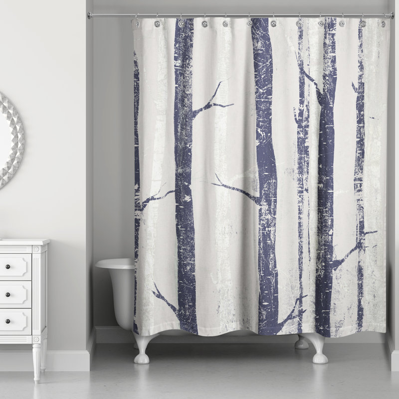 Rideau de douche simple Andrae, Bleu marine
