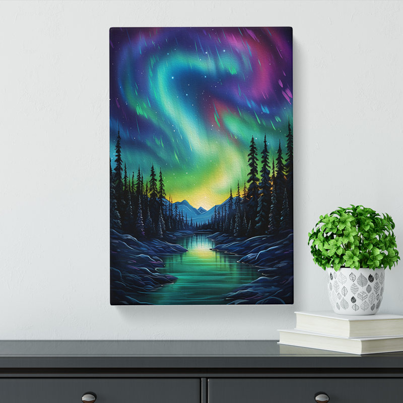 Northern Lights Modern - Wrapped Canvas, 76cm H x 50cm W x 3cm D