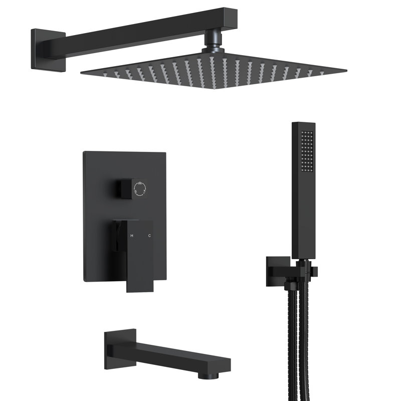  Robinet de douche à pression équilibrée avec valve brute, Noir mat