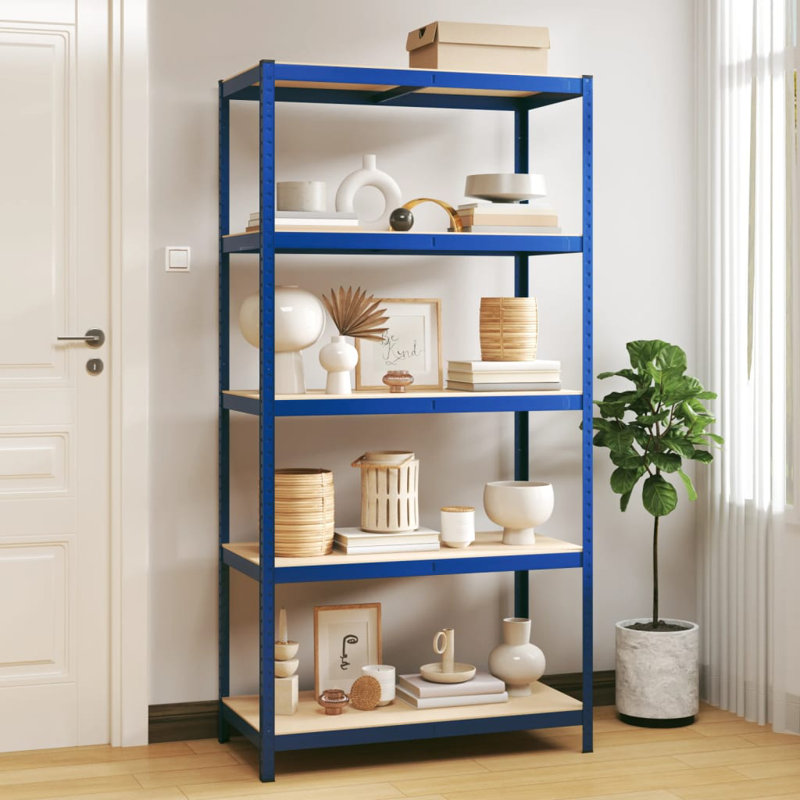 Kymbre Steel Shelving Unit, 200cm H x 100cm W x 50cm D, Blue