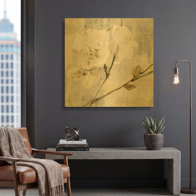 'Elegance I Greige' By Albena Hristova Gold Metal Wall Art, 36" x 36"
