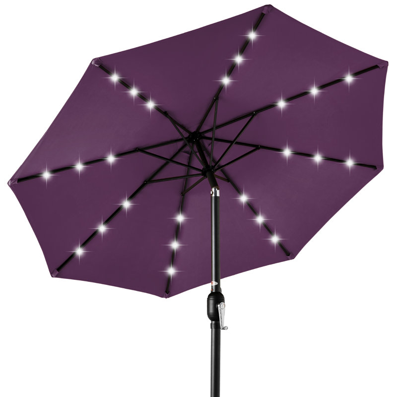Parasol lumineux solaire à DEL avec ajustement de l'inclinaison 10 pi Shearer, tissu résistant aux rayons UV, Mauve améthyste