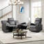 Ensemble de salon 2 pièces inclinable manuel moderne en similicuir gris avec fauteuil inclinable et canapé 3 places-100692912