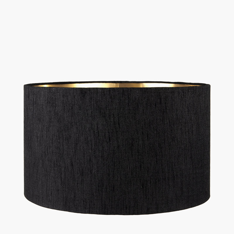 Blended Fabric Drum Lamp Shade ( Uno ), 22cm H x 40cm W x 40cm D, Black