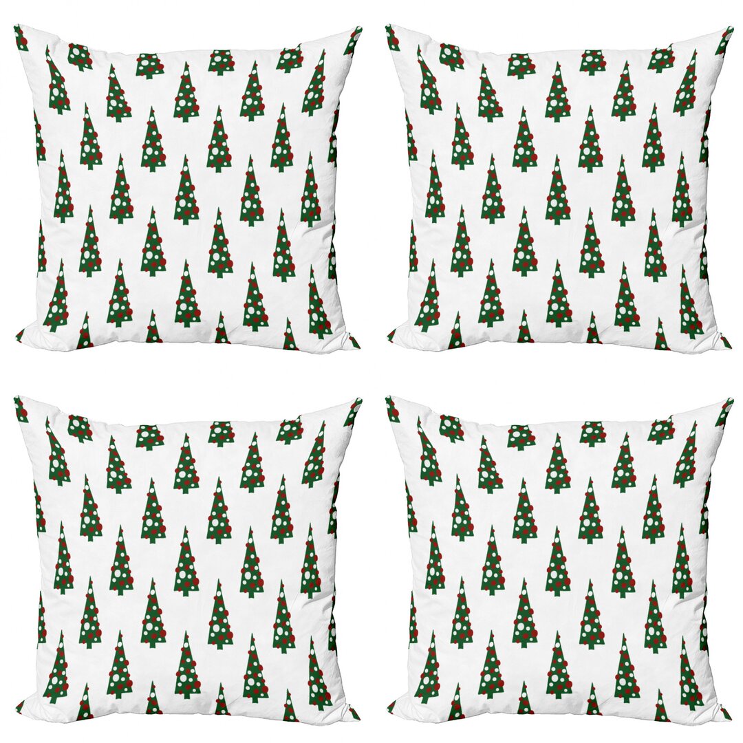 Dekokissen Kissenbezug, Xmas Tree Pattern, Geometrisch, Jägergrün Weiß Rubin