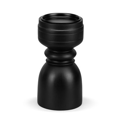 Ebony Wood Large Pillar Candle Holder - 4.5X8.5In