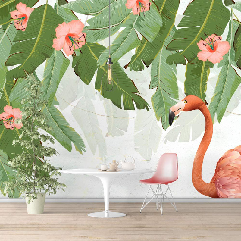 Murale flamant rose, L 66 po x l 96 po