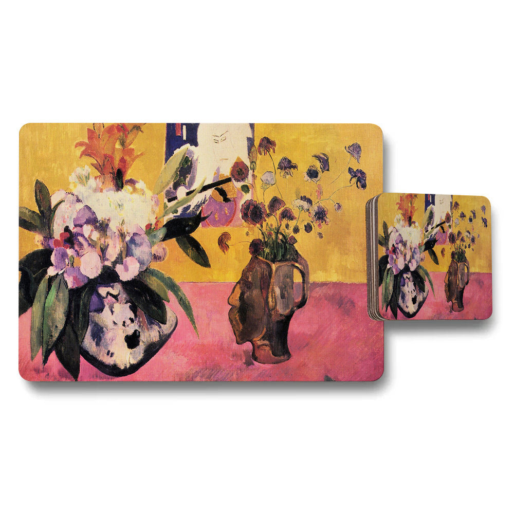 Floral Vase Still Life Placemats And Coaster Set Decorative Collection