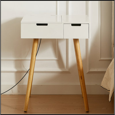 Petite coiffeuse de maquillage, bureau avec 2 tiroirs, organisateur de miroir rabattable, coiffeuse de maquillage pour chambre à coucher, vestiaire